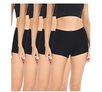 wirarpa Damen Baumwolle Boxershorts Panties Unterhosen Radlerhose unter Kleid mit Baumwoll Schritt 4er Pack Schwarz Größe M