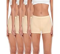 wirarpa Damen Baumwolle Boxershorts Panties Unterhosen Radlerhose unter Kleid mit Baumwoll Schritt 4er Pack Beige Größe 3XL