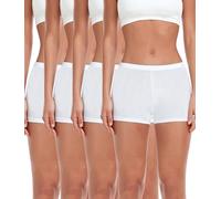 wirarpa Damen Baumwolle Boxershorts Panties Unterhosen Radlerhose unter Kleid mit Baumwoll Schritt 4er Pack Weiß Größe S