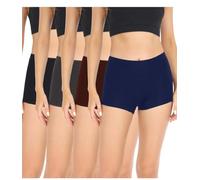 wirarpa Damen Baumwolle Boxershorts Panties Unterhosen Radlerhose unter Kleid mit Baumwoll Schritt 4er Pack Schwarz/Dunkelgrau/Schokolade/Dunkelblau Größe 2XL
