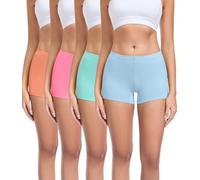 wirarpa Damen Baumwolle Boxershorts Panties Unterhosen Radlerhose unter Kleid mit Baumwoll Schritt 4er Pack Orange/Rot/Mintgrün/Hellblau Größe 3XL
