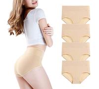 wirarpa Damen Unterhosen 4er Pack Panties Slips Damen Unterwäsche mit Hoher Taille Ultra Weich Taillenslip Beige Große Größe L