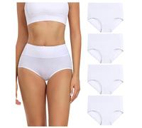 wirarpa Damen Unterhosen Baumwolle Slips Damen Hoher Taille Atmungsaktive Taillenslip Wochenbett Unterwäsche Mehrpack Größen 32-58, Weiß, Medium (38/40)