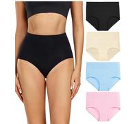 wirarpa Damen Unterhosen Baumwolle Slips Damen Hoher Taille Atmungsaktive Taillenslip Wochenbett Unterwäsche Mehrpack Größen 32-58, Mehrfarbig, X-Large (46/48)