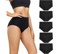 wirarpa Damen Unterhosen Baumwolle Slips Damen Unterwäsche Hohe Taille Taillenslip Weich Frauen 5er Pack Dunkles Schwarz 4XL