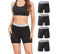 wirarpa Radlerhose Damen Baumwolle Boxershorts Hose unter Kleid Radler Lange Unterhose Schwarz 4er Pack Größe M