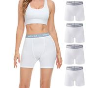 wirarpa Radlerhose Damen Baumwolle Boxershorts Hose unter Kleid Radler Lange Unterhose Weiß 4er Pack Größe M