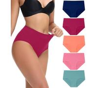 wirarpa Unterhosen Damen Baumwolle Hohe Taille Slips Weiche Unterwäsche Frauen Panties Damen 5er Pack Mehrfarbig Größe S