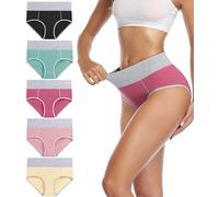 wirarpa Unterhosen Damen Baumwolle Unterwäsche Frauen Taillenslip Hohe Taille Slip 5er Pack Größe XL