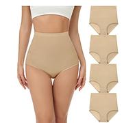 wirarpa Unterhosen Damen Baumwolle Unterwäsche Super Hohe Taille Frauen Slips Hautfarbe 4er Pack Größe L