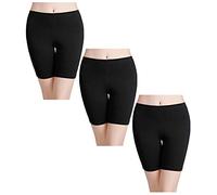 wirarpa Unterhosen Radlerhose Boxershorts Damen Hoher Bund Baumwolle Shorts Panties Lange Unterwäsche 3er Pack Schwarz Größe M