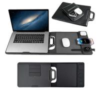 Wireless Charging Laptop Bag,3-Device Charging Workstation Sleeve，Black | Multi-Compartment Carrying Case For 15.4/15.6/16 Inch Laptop,With Hidden Folding Kickstand,Removable Mouse Pocket