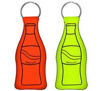 Wisdompro Schlüsselanhänger Schwimmend 2 Stück, Schwimmender Schlüsselanhänger aus Neopren in Form Einer Flasche, für Bootfahren, Angeln, Segeln und Wassersport - Orange und Grün