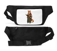 Wise Fox Gürteltasche, Scholar Holding Ancient Books, Unisex, Schwarz