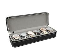 WisePoint 6-Slot Uhr Aufbewahrungskoffer, PU-Leder Uhrenhalter Uhrengehäuse mit Reißverschluss, Exquisite Uhrenboxen für Männer und Frauen Uhrenbox für Uhren und Smart Watch (schwarz-6slot)