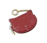 WisePoint Kleines Portemonnaie Damen, Katze Geformte Kleiner Geldbeutel mit Reißverschluss, Münzbeutel für Karten, Schlüssel oder als Taschenanhänger (Rot)
