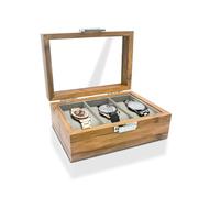 WisePoint Uhrenbox 10 Slot/6 Slot/3 Slot, Holz Uhrengehäuse Uhrenhalter mit Abnehmbaren Kissen, Retro Uhrenkasten Uhren Aufbewahrungsbox für Uhren (s, 3)