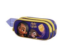 Disney Unisex Kids Wish Star-3D Doppelfedermäppchen, Lila, 22 x 9,5 cm