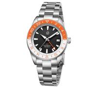 WISHDOIT Herren-Armbanduhr, automatisch, mechanisch, NH34, japanisches Uhrwerk, GMT, Edelstahl, 150 m, wasserdicht, Business-Uhr, 40 mm, Orange/Abendrot im Zickzackmuster (Sunset Chevron)