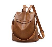 Wishliker Damen Rucksack Anti Diebstahl wasserdichte Leder Multifunktions Schultaschen,Braun