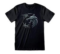 Witcher Herren T-Shirt Wolf Emblem Baumwolle schwarz - M