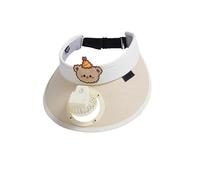 (With Fan,Beige)Kids Empty Top Sun Hat with Small Fan Moisture Wicking Sun Hat for Picnic Camping