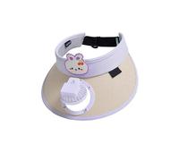 (With Fan,Purple)Kids Empty Top Sun Hat with Small Fan Moisture Wicking Sun Hat for Picnic Camping