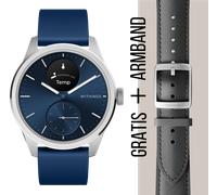 WITHINGS - SCANWATCH 2 - silver blue blue silicon / 42mm + Gratis Lederarmband schwarz