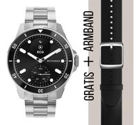 WITHINGS - SCANWATCH NOVA - silver black silver steel / 42mm + Gratis Fluorelastomer-Armband schwarz