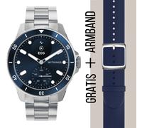 Withings Smartwatch ScanWatch Nova – EKG, 42 mm Edelstahl, blau/silber, inkl. Edelstahl-Armband