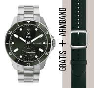 Withings Hybrid-Smartwatch ScanWatch Nova 42 mm – EKG, SpO2, 30 Tage Akku, grün/silber, Edelstahlband