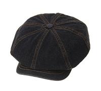 WITHMOONS Schlägermütze Golfermütze Schiebermütze Denim Cotton Newsboy Hat Baker Boy Beret Flat Cap KR3613 (Black)