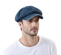 WITHMOONS Schlägermütze Golfermütze Schiebermütze Denim Cotton Newsboy Hat Baker Boy Beret Flat Cap KR3613 (Blue)