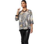 Schlupfbluse CREATION L, Damen, Gr. 44, schwarz (anthrazit, ocker, bedruckt), 100% Viskose, gemustert, Rundhals, Blusen Schlupfbluse (44112104-44) anthrazit, ocker, bedruckt