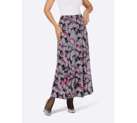 Webrock CREATION L, Damen, Gr. 22, lila (schwarz, flieder, bedruckt), 100% Polyester, gemustert, wadenlang, Röcke (90492720-22) schwarz, flieder, bedruckt