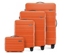 WITTCHEN COMODO Line Kofferset Reisekoffer Hartgepäck aus ABS TSA Schloss Größe Reisekofferset Gepäckset Handgepäck Set (S+M+L+Kosmetikkoffer) Orange