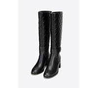 Wittchen Damen-Ankle-Boots aus Leder mit gestepptem Absatz, schwarz und silber EU40