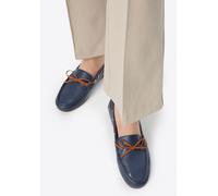 Wittchen Damen-Ledermokassins mit Riemen, Marineblau und Braun, Naturleder US 39