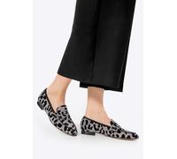 Wittchen Damen-Mokassins mit Leopardenmuster aus echtem Leder, Grau und Schwarz EU 38