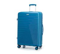 WITTCHEN FUERTA Line Großer Reisekoffer Hartgepäck Erweiterbar Koffer Gepäck aus Polypropylen mit glänzenden Riemen 4 Doppel Lenkrollen Aluminium Teleskopgriff TSA Schloss Größe L Blau