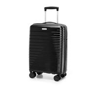 WITTCHEN FUERTA Line Kleiner Reisekoffer Bordgepäck Kabinenkoffer Handgepäck Gepäck aus Polypropylen mit glänzenden Riemen 4 Doppel Lenkrollen Aluminium Teleskopgriff TSA Schloss Größe S Schwarz