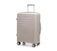 WITTCHEN FUERTA Line Mittlerer Reisekoffer Hartgepäck Erweiterbar Koffer Gepäck aus Polypropylen mit glänzenden Riemen 4 Doppel Lenkrollen Aluminium Teleskopgriff TSA Schloss Größe M Beige