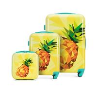 WITTCHEN Gepäckset Young-Kollektion ABS mit Polycarbonat Beschichtung und Teleskopgriff Handgepäck Koffer Set Reisekofferset (S+M+Kosmetikkoffer) Gelb