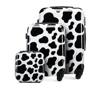 WITTCHEN Gepäckset Young-Kollektion ABS mit Polycarbonat Beschichtung und Teleskopgriff Handgepäck Koffer Set Reisekofferset (S+M+Kosmetikkoffer) Schwarz und Weiß