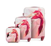 WITTCHEN Gepäckset Young-Kollektion ABS mit Polycarbonat Beschichtung und Teleskopgriff (S+M+Kosmetikkoffer) Rosa