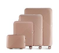 WITTCHEN Reisekoffer Koffer-Set 4tlg Trolley Polycarbonate Hartschalen Trolley 4 Rollen Kombinationsschloss TSA (S+M+L+Kosmetikkofer) Rosa