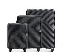 WITTCHEN GL Style Line | Reisekoffer Set 3er Koffer-Set Rollkoffer Trolley Handgepäck Hartschale aus Polycarbonat mit 4 Zwilling-Rollen Zahlenschloss Teleskopgriff GL Style Schwarz
