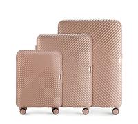 WITTCHEN GL Style Line | Reisekoffer Set 3er Koffer-Set Rollkoffer Trolley Handgepäck Hartschale aus Polycarbonat mit 4 Zwilling-Rollen Zahlenschloss Teleskopgriff GL Style Puderrosa