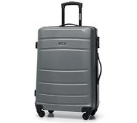 WITTCHEN Globe Line Mittelgroßer Koffer Trolley Reisekoffer Aufgabegepäck aus ABS Hartschale 4 Rollen Zahlenschloss | Größe M | Grau Lufthansa/Eurowings/Ryanair/Condor/Discover Airlines