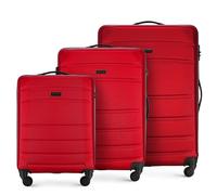 WITTCHEN Koffer-Set 3tlg. Trolley Koffer Reisekoffer aus ABS Hartschalen Kofferset Trolley 4 Rollen Kombinationsschloss Rot 56-3A-65S-35